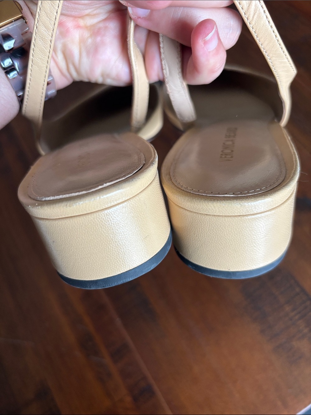 Veronica Beard Two-Tone Beige and Black Slingback Heels - Picture 4 of 7